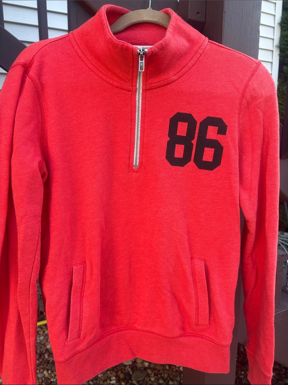 PINK Victoria's Secret Red Quarter-Zip Sweatshirt with '86' Graphic Small
